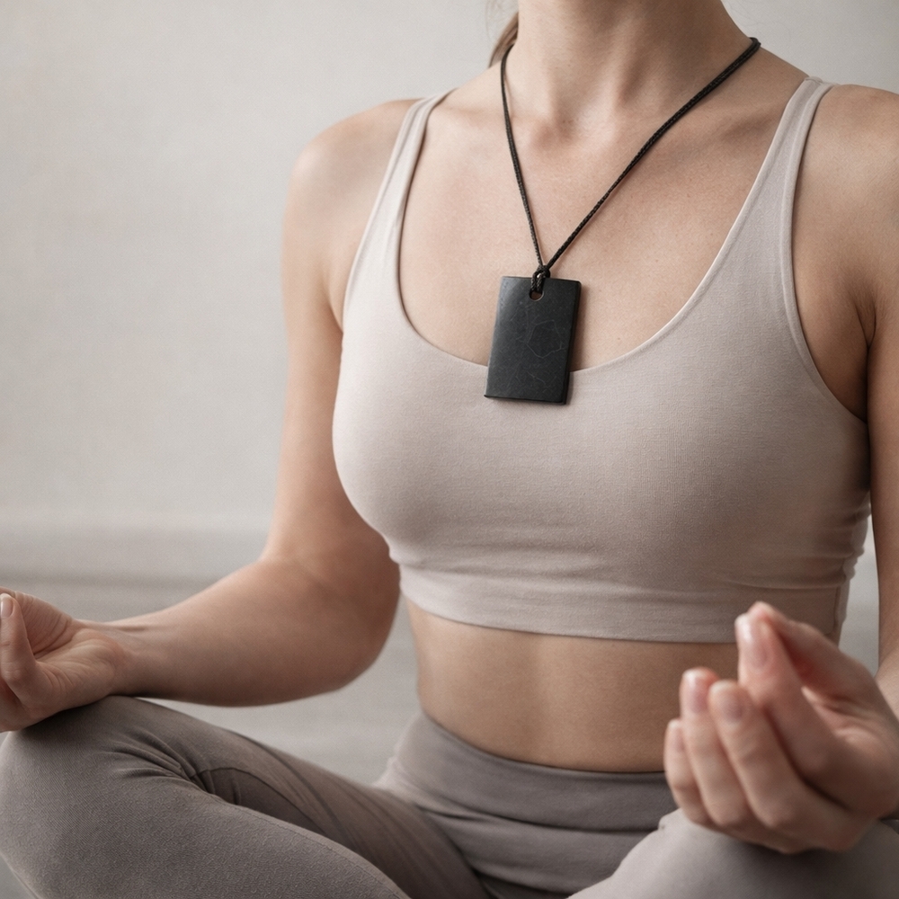 Shungite Stone Pendant Genuine Mineral EMF Shield Protection Amulet  Rectangle